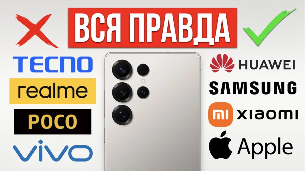 Видео-обзор: сравнение брендов смартфонов в 2025 году
