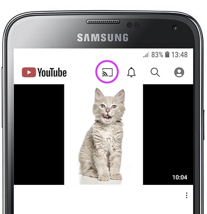 Иконка Chromecast в приложении YouTube