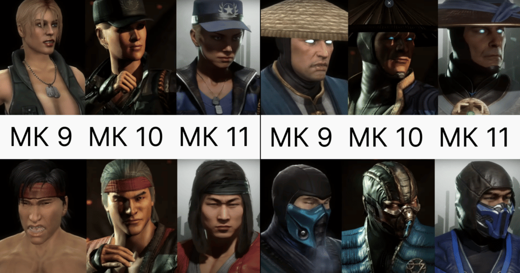 Сравнение персонажей МК 9, МК 10 и МК 11