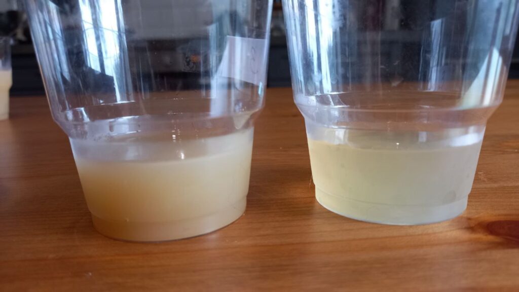 фото сравнения осветления сока с помощью криофильтрации и пектиназы