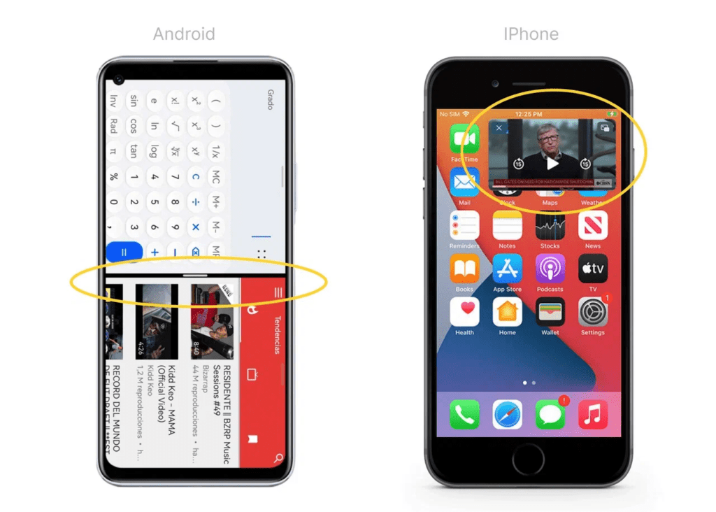 Разделение экранов на Android и iPhone
