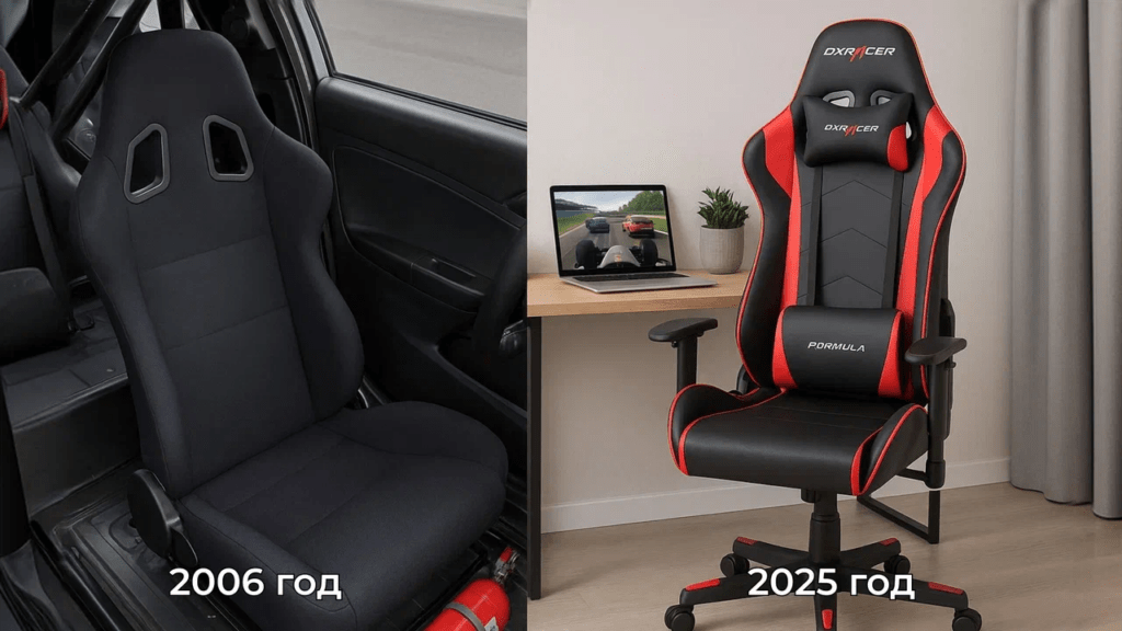 Сравнение игрового кресла DXRacer Formula и кресла для автомобиля
