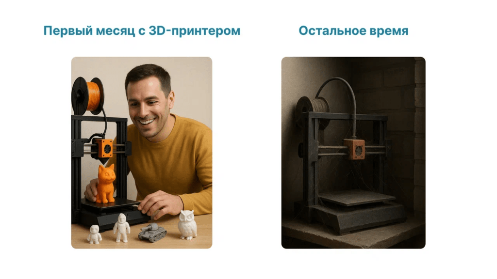 Разница между первым месяцем и последующим использованием 3D-принтера в личных целях